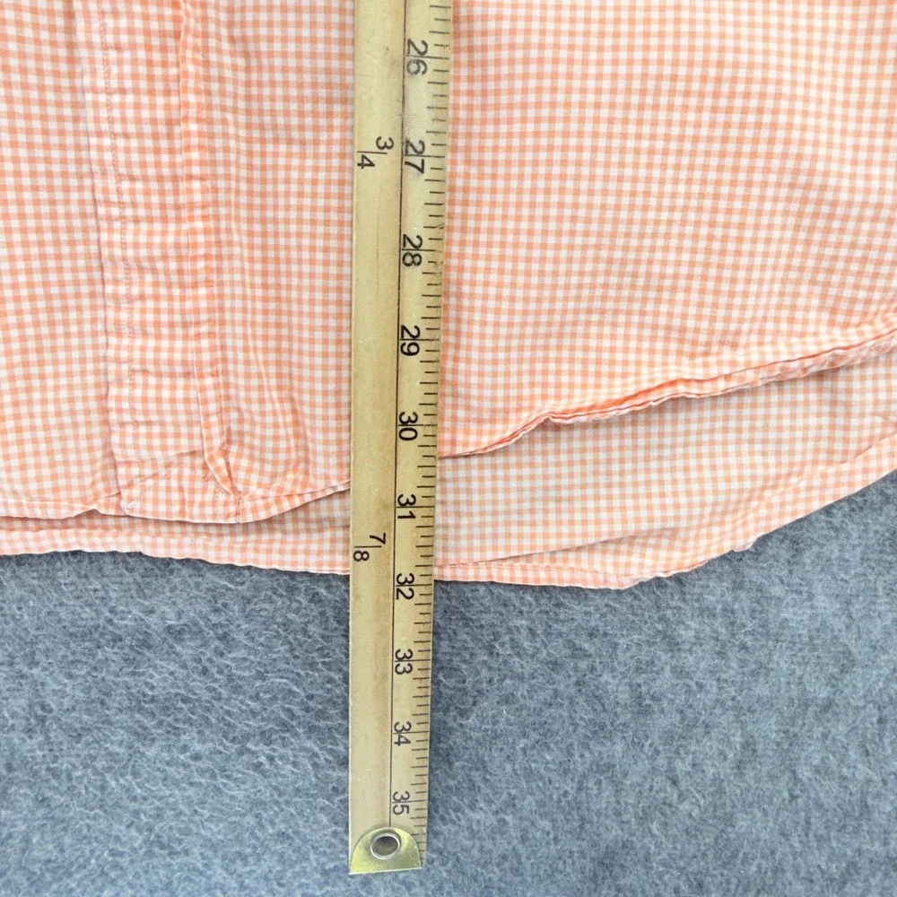 Polo Ralph Lauren Mens XXL Orange Gingham Cotton Button Up Short Sleeve Shirt